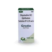Grodin 0.2% Eye Drop Box/Carton showing the Front face.