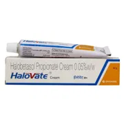 Halovate CR 0.05% of 30 gm Box/Carton + Tube showing the Front face.