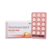 HCQS 200 Mg Box/Carton + Blister Pack showing the Front face.