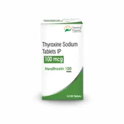 Healtroxin 100 Mcg Tablet Box/Carton showing the Front face.