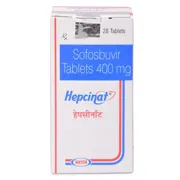 Hepcinat 400 Mg Box/Carton showing the Front face.