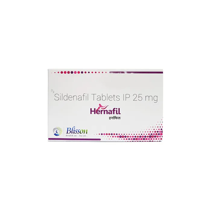 Hernafil Tablet Box/Carton showing the Front face.