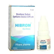 Hibrom 0.09% 5 ml Box/Carton + Eye Drops Bottle showing the Front face.
