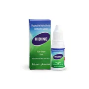 Hidine 0.1% 5 ml Eye Drops Bottle + Box/Carton showing the Front face.