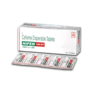 Hifen 100 DT Tablet Box/Carton + Blister Pack showing the Front face.