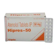 Hipres 50 Mg Box/Carton + Blister Pack showing the Front face.