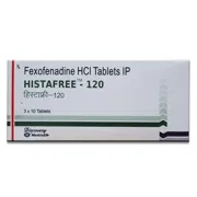 Histafree 120 Tablet Box/Carton showing the Front face.