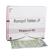 Hopace 10 Tablet Box/Carton + Blister Pack showing the Front face.