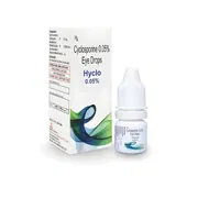 Hyclo 0.05% Eye Drop 5 ml Box/Carton + Eye Drops Bottle showing the Front face.