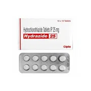 Hydrazide 25 Tablet Box/Carton + Blister Pack showing the Front face.