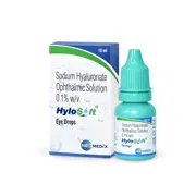 Hylosoft 10 ml Box/Carton + Eye Drops Bottle showing the Front face.
