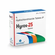 Hyros 25 Mg Tablet Box/Carton showing the Front face.