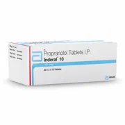 Inderal 10 Tablet Box/Carton showing the Front face.