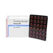 Ismo 20 Mg Box/Carton + Blister Pack showing the Front face.