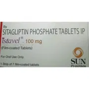 Istavel 100 Mg Tablet Strip showing the Front face.