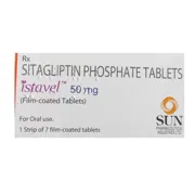 Istavel 50 Mg Tablet Strip showing the Front face.