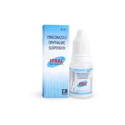 Itral 5 ml Box/Carton + Eye Drops Bottle showing the Front face.