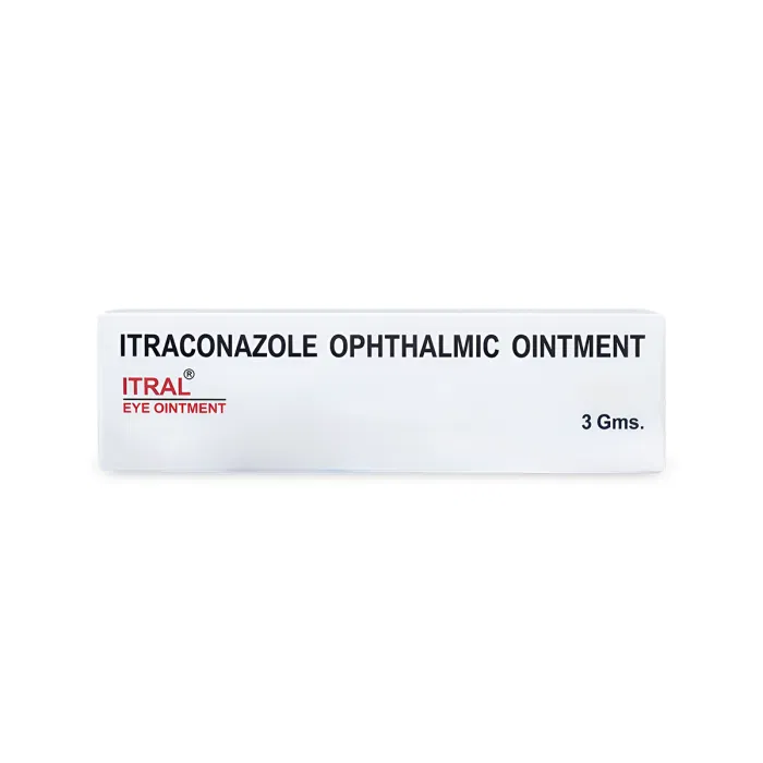Itral Ointment 3 gm Tube showing the Front face.