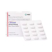 Janumet 50 + 500 Mg Box/Carton + Blister Pack showing the Front/Back face.