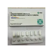 Janumet XR CP Tablet Box/Carton + Blister Pack showing the Front face.