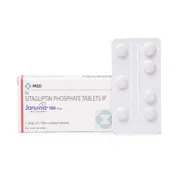 Januvia 100 Mg Box/Carton + Blister Pack showing the Front face.