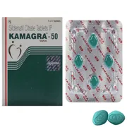 Kamagra Gold 50 Mg Tablet Box/Carton + Blister Pack showing the Front face.