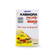 Kamagra Oral Jelly Vol-2 Box/Carton + Blister Pack showing the Front face.