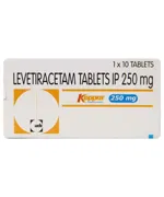 Keppra 250 Mg Tablet Blister Pack showing the Front face.