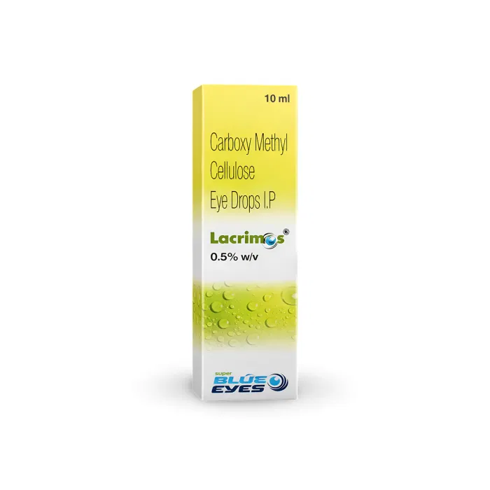 Lacrimos 0.5% 10 ml Eye Drops Bottle showing the Front face.