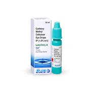 Lacrimos 1% 10 ml Eye Drops Bottle + Box/Carton showing the Front face.