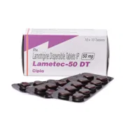 Lametec 50 Mg Box/Carton + Blister Pack showing the Front face.