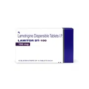 Lamitor 100 Mg Tablet DT Box/Carton showing the Front face