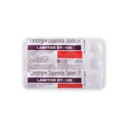 Lamitor 100 Mg Tablet DT Blister Pack showing the Front face