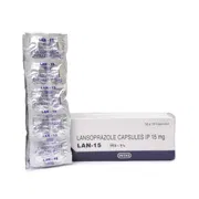 Lan 15 Mg Box/Carton + Blister Pack showing the Front face.
