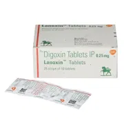 Lanoxin 0.25 Mg Box/Carton + Blister Pack showing the Front face.