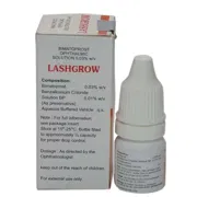 Lashgrow 3 ml Box/Carton + Eye Drops Bottle showing the Front and Back face.