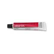 Ledercort 0.1% Ointment 15 gm Tube showing the Front face.