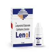 Lenol Eye Drop Box/Carton + Eye Drops Bottle showing the Front face.