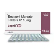 Lepril 10 Mg Tablet Box/Carton + Blister Pack showing the Front face.