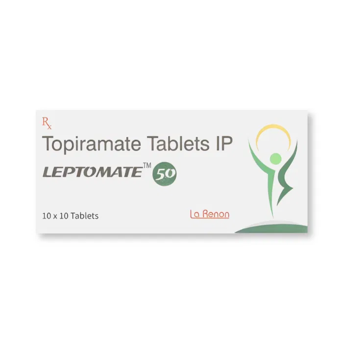 Leptomate 50 Tablet Box/Carton showing the Front face.