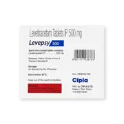 Levepsy 500 Tablet Box/Carton showing the Back face.
