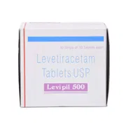 Levipil 500 Mg Box/Carton showing the Front face.