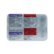 Levoday 500 Tablet Blister Pack showing the Back face.