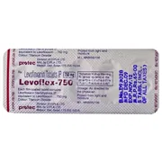 Levoflox 750 Mg Blister Pack showing the Back face.