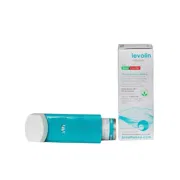 Levolin 50 Mcg (200mdi) Inhaler Box/Carton + Inhaler showing the Front face.