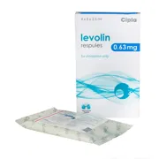 Levolin Respules 0.63 Mg-2.5ml Box/Carton + Sachet showing the Front face.