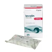 Levolin Respules 1.25 Mg-2.5ml Box/Carton + Sachet showing the Front face.