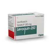 Levoquin 250 Mg Box/Carton showing the Front face.