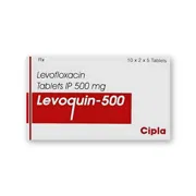 Levoquin 500 Mg Box/Carton showing the Front face.