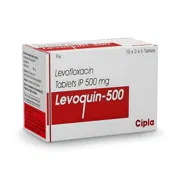Levoquin 500 Mg Box/Carton showing the Front face.